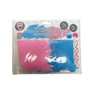GENDER REVEAL 36 INCH BLACK BALLOON W/ PINK AND BLUE CONFETTI 1/1